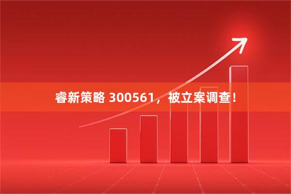 睿新策略 300561，被立案调查！