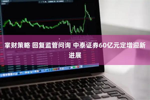 掌财策略 回复监管问询 中泰证券60亿元定增迎新进展