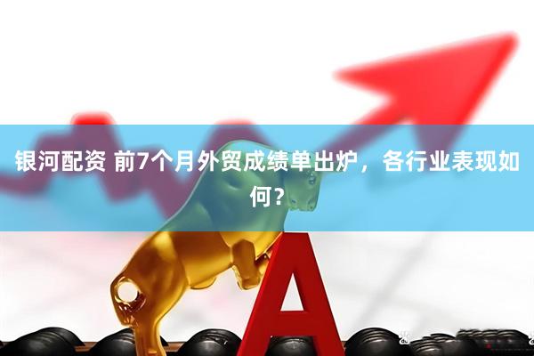 银河配资 前7个月外贸成绩单出炉，各行业表现如何？